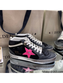Golden Goose Mid-Star Sneakers in Black Suede with Rosy Star 2021