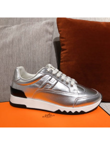 Hermes Trail Calfskin Sneakers Silver 2021 03 (For Women and Men)