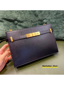 Saint Laurent Manhattan Chain Pouch Bag in Box Leather 636478 Black/Gold 2021