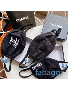 Chanel Cotton Logo Mask Black 2020