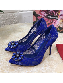 Dolce&Gabbana DG Lace Crystal High- Heel Pumps Blue 2021