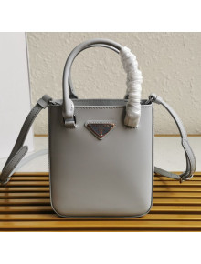 Prada Small Brushed Leather Tote Bag 1BA331 Grey 2021 