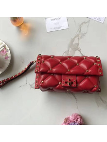 Valentino Candystud Clutch Bag in Soft Lambskin Leather Red 2018