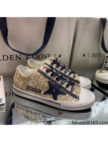 Golden Goose V-Star Sneakers In Gold Glitter 2021