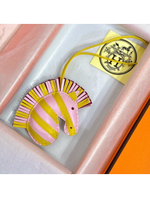 Hermes Geegee Savannah Lambskin Zebra Bag Charm and Key Holder Pink/Yellow 2022 04