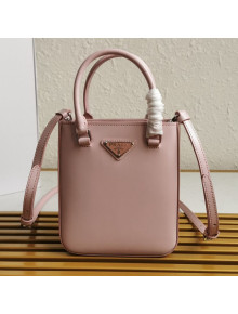 Prada Small Brushed Leather Tote Bag 1BA331 Pink 2021 