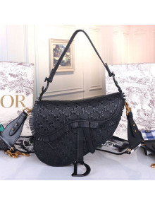 Dior Saddle Medium Bag in Ultra Matte Embossed Leather Black 2019
