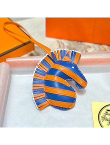 Hermes Geegee Savannah Lambskin Zebra Bag Charm and Key Holder Blue/Orange/White 2022 08