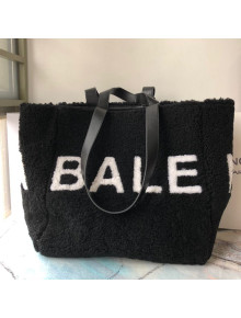 Balenciaga Shearling Large Shopping Tote Black 2019