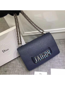 Dior J'adior Flap Bag with Chain in Grained Calfskin Blue 2018