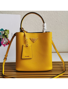Prada Medium Saffiano Leather Panier Bucket Bag Yellow 2021