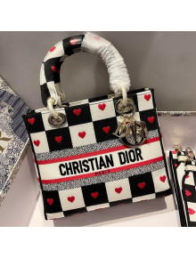 Dior Medium Lady D-Lite Bag in D-Chess Heart Embroidery 2021  