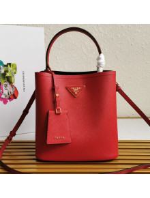 Prada Medium Saffiano Leather Panier Bucket Bag Red 2021