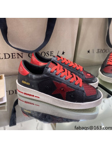 Golden Goose Stardan Sneakers in Black Mesh and Red Leather 2021