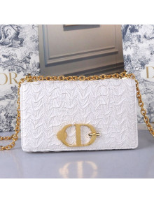 Dior 30 Montaigne CD Flap Bag in Pleated Leather White 2019