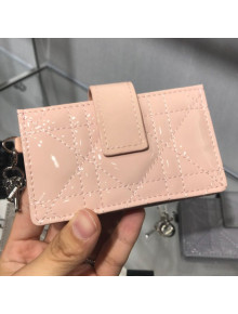 Dior Lady Dior Patent Cannage Calfskin Card Holder Nude 2019