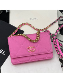 Chanel 19 Denim Wallet on Chain AP0957 Pink 2021