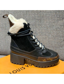 Louis Vuitton Laureate Platform Desert Boots in Calfskin and Shearling Wool 1A86WC Black 2020