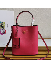 Prada Medium Saffiano Leather Panier Bucket Bag Hot Pink 2021
