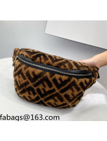 Fendi FF Wool Fur and Calfskin Belt Bag Brown/Black 2021