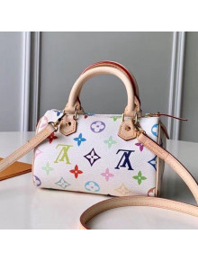 Louis Vuitton Colored Monogram Nano Speedy Top Handle Bag M92645 White 2019