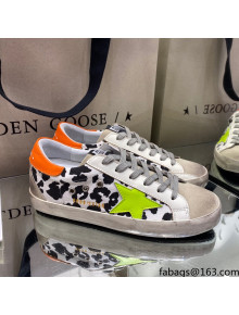 Golden Goose Super-Star Sneakers in White Leopard Print Canvas 2021