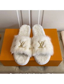 Louis Vuitton LV Embroidered Mink Fur Homey Mules White 2020 (For Women and Men)