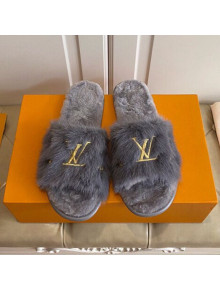 Louis Vuitton LV Embroidered Mink Fur Homey Mules Grey 2020 (For Women and Men)