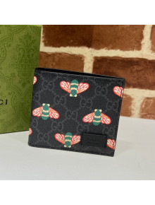 Gucci Men's Bestiary GG Canvas Wallet with Bees 451268 Black 2021 