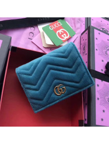 Gucci Velvet GG Marmont Card Case 466492 Blue 2017