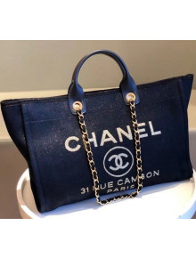 Chanel Deauville Shiny Denim Maxi Shopping Bag A93786 Blue 2021 09