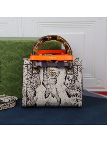 Gucci Diana Python Print Mini Tote Bag 655661 Grey 2021 