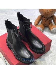 Valentino VLogo Calfskin Short Boots 35mm All Black 2020