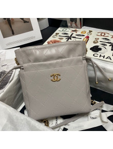 Chanel Leather Bucket Bag AS2168 Gray 2021