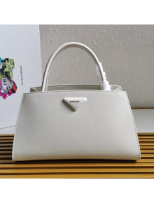 Prada Brushed Leather Handbag 1BA327 White 2021