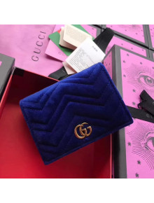 Gucci Velvet GG Marmont Card Case 466492 Royal Blue 2017
