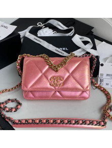 Chanel 19 Iridescent Wallet on Chain WOC AP0957 Pink 2021