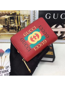 Gucci Logo Leather Card Case 496319 Red 2017