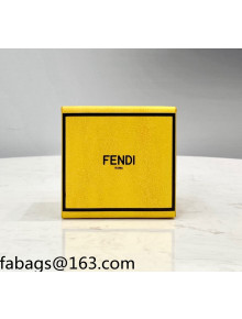 Fendi Leather Box Key Holder and Bag Charm Yellow 2021 70310