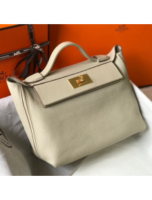 Hermes Kelly 24/24 - 29 Bag in Togo Leather White Wool/Gold 2018 (Half Handmade)   