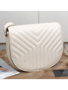 Saint Laurent Joan Satchel Shoulder Bag in “Y” Quilted Leather 579583 White 2019