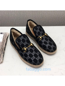 Gucci Silver GG Lamé Wool Flat Loafers ‎575850 Black 2020 (For Women and Men)