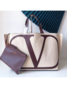 Valentino Small VLogo Canvas Tote Beach Bag White 2019