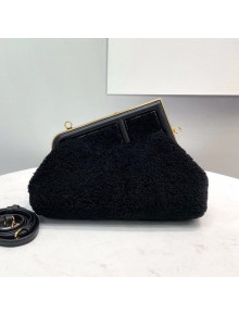 Fendi First Small Wool Sheepskin Bag Black 2021 80018M