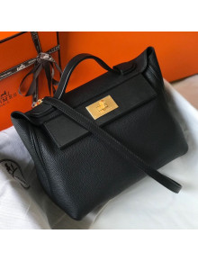 Hermes Kelly 24/24 - 29 Bag in Togo Leather Black/Gold 2018 (Half Handmade)