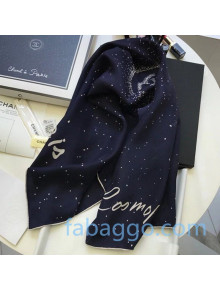 Chanel Silk Twill Star Print Square Scarf 90x90 Navy Blue 2020