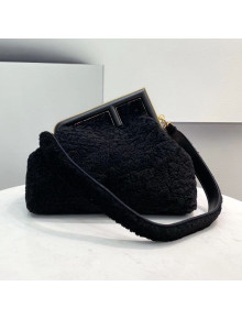 Fendi First Medium Wool Sheepskin Bag Black 2021 80018L