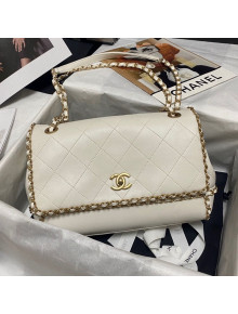 Chanel Quilted Calfskin Flap Bag AS2396 White 2021