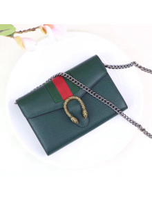 Gucci Dionysus Leather Mini Chain Bag with Web 401231 Green 2017