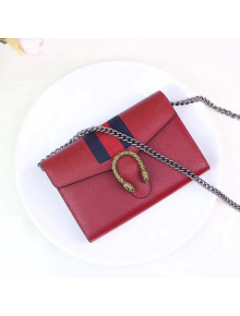 Gucci Dionysus Leather Mini Chain Bag with Web 401231 Red 2017